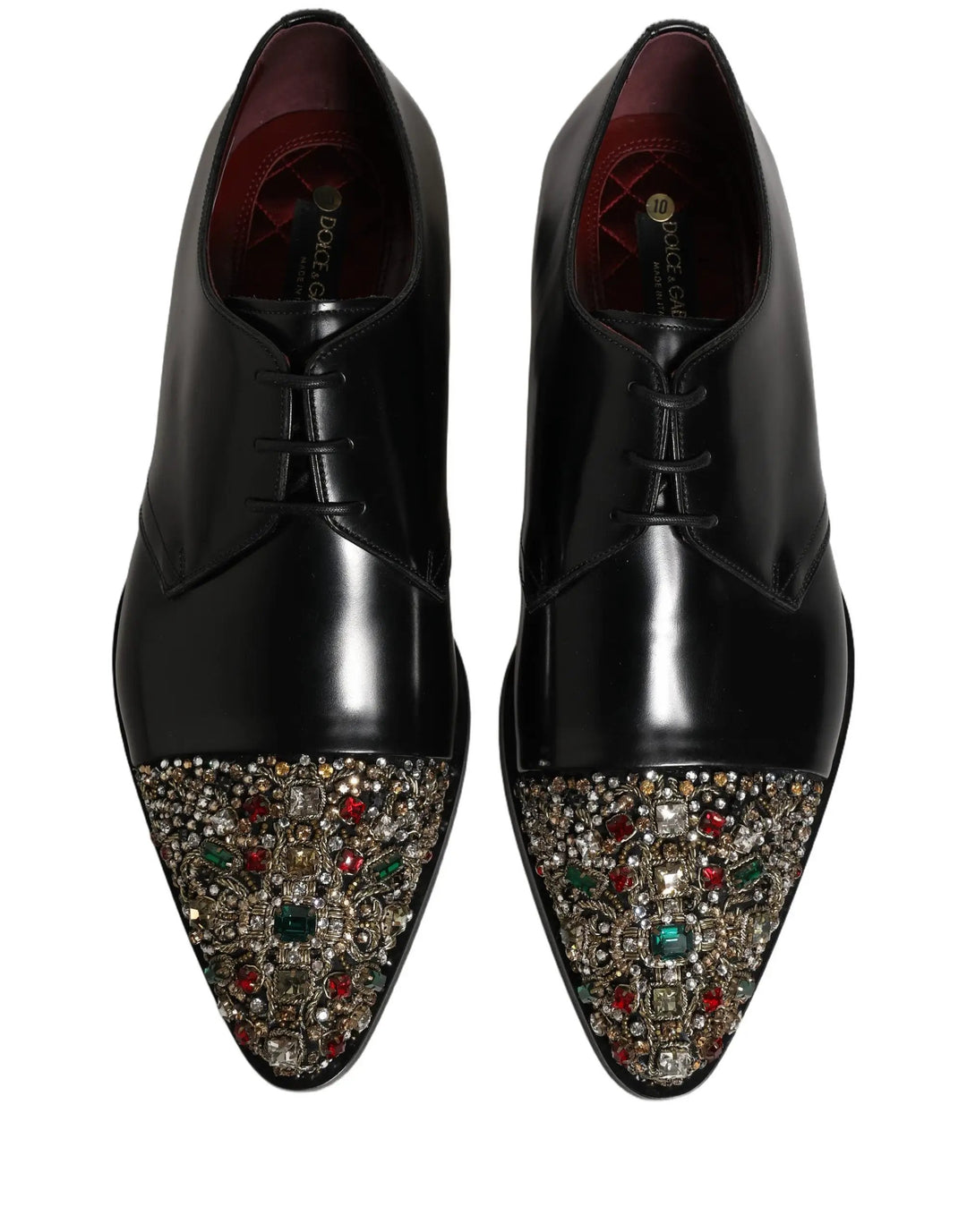 Dolce &amp; Gabbana Black Embellished Derby Dress Formal Shoes