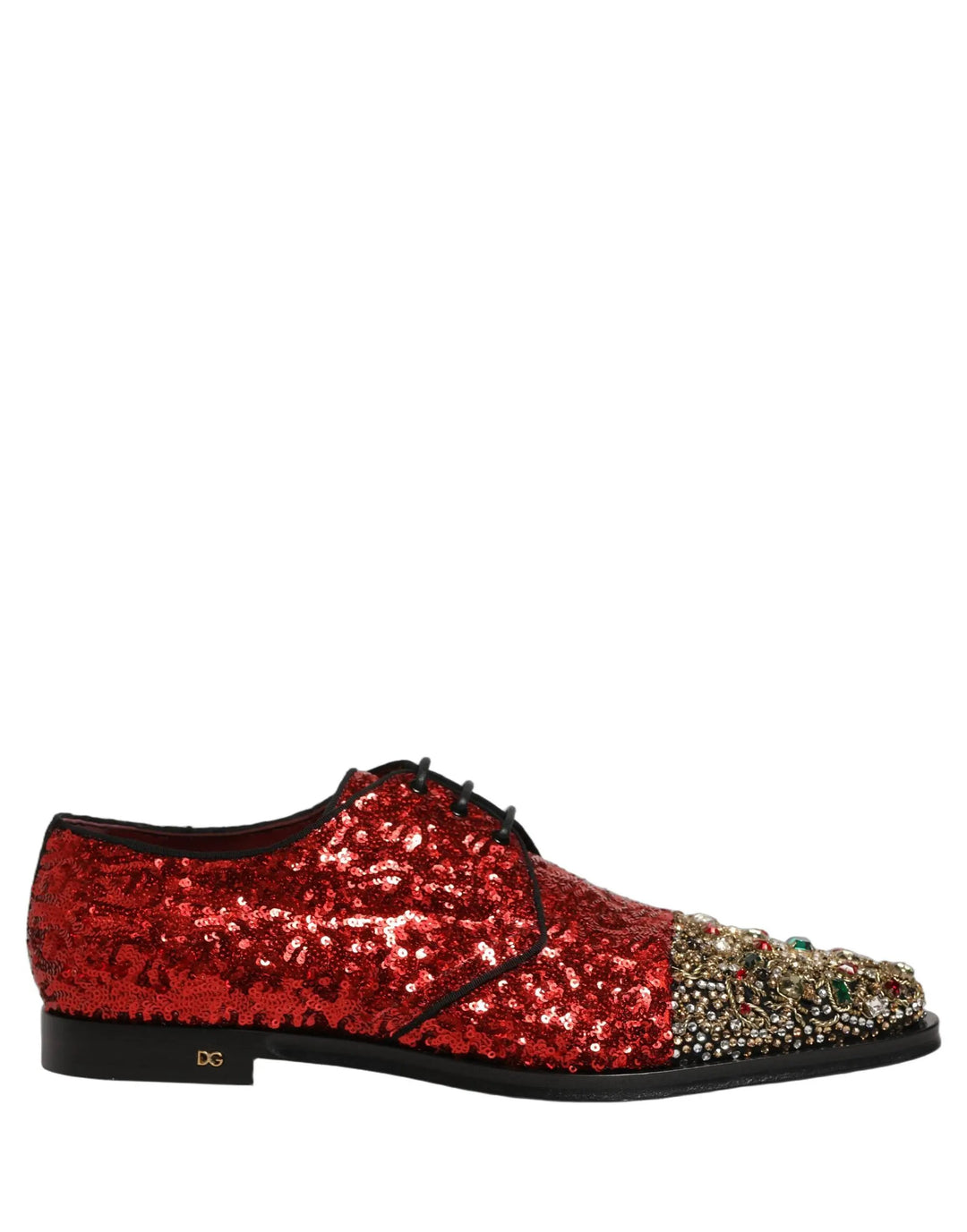 Dolce &amp; Gabbana Sample Sale | Dolce &amp; Gabbana Red Sequin Embellished Men Derby Dress Shoes - | Designer outlet