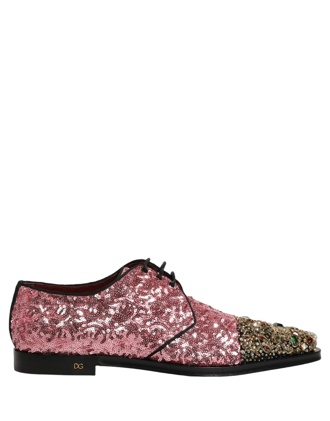 Dolce &amp; Gabbana Sample Sale | Dolce &amp; Gabbana Pink Sequin Embellished Men Derby Dress Shoes - | Designer outlet