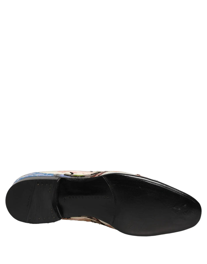 Dolce &amp; Gabbana Multicolor Sequin Embroidered Loafers Shoes