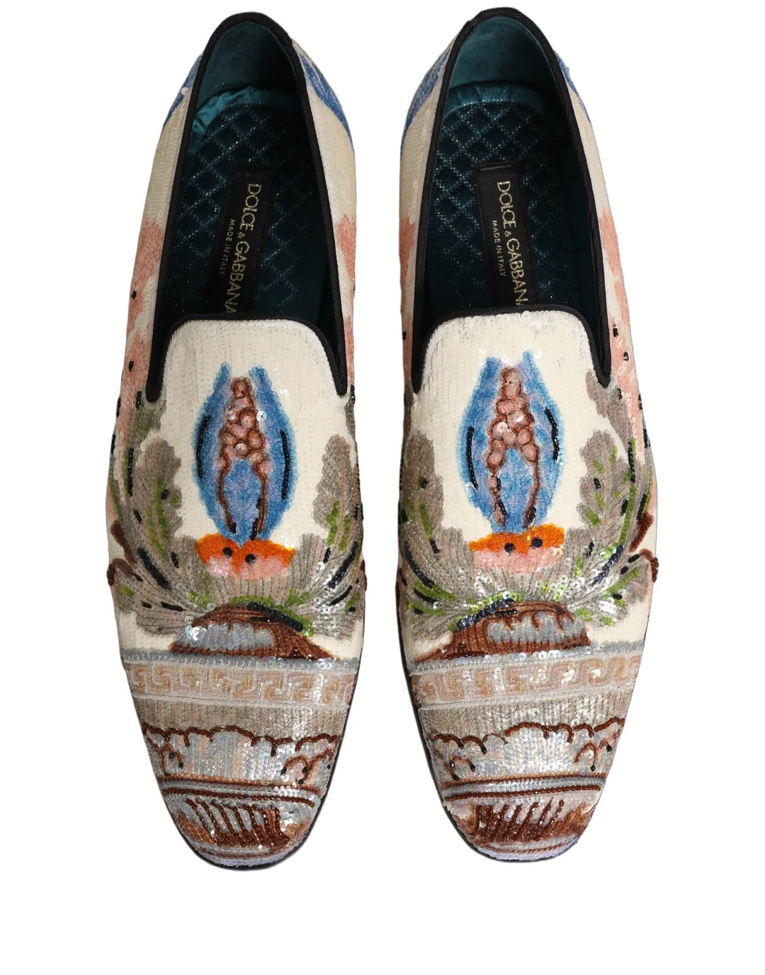 Dolce &amp; Gabbana Multicolor Sequin Embroidered Loafers Shoes