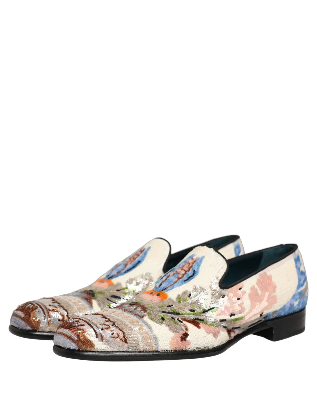 Dolce &amp; Gabbana Multicolor Sequin Embroidered Loafers Shoes