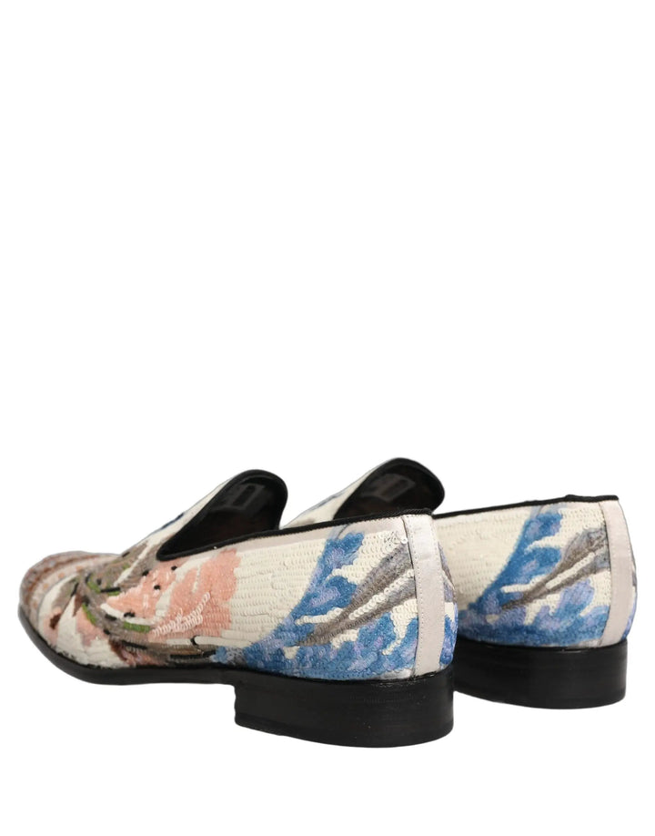 Dolce &amp; Gabbana Multicolor Sequin Embroidered Loafers Shoes
