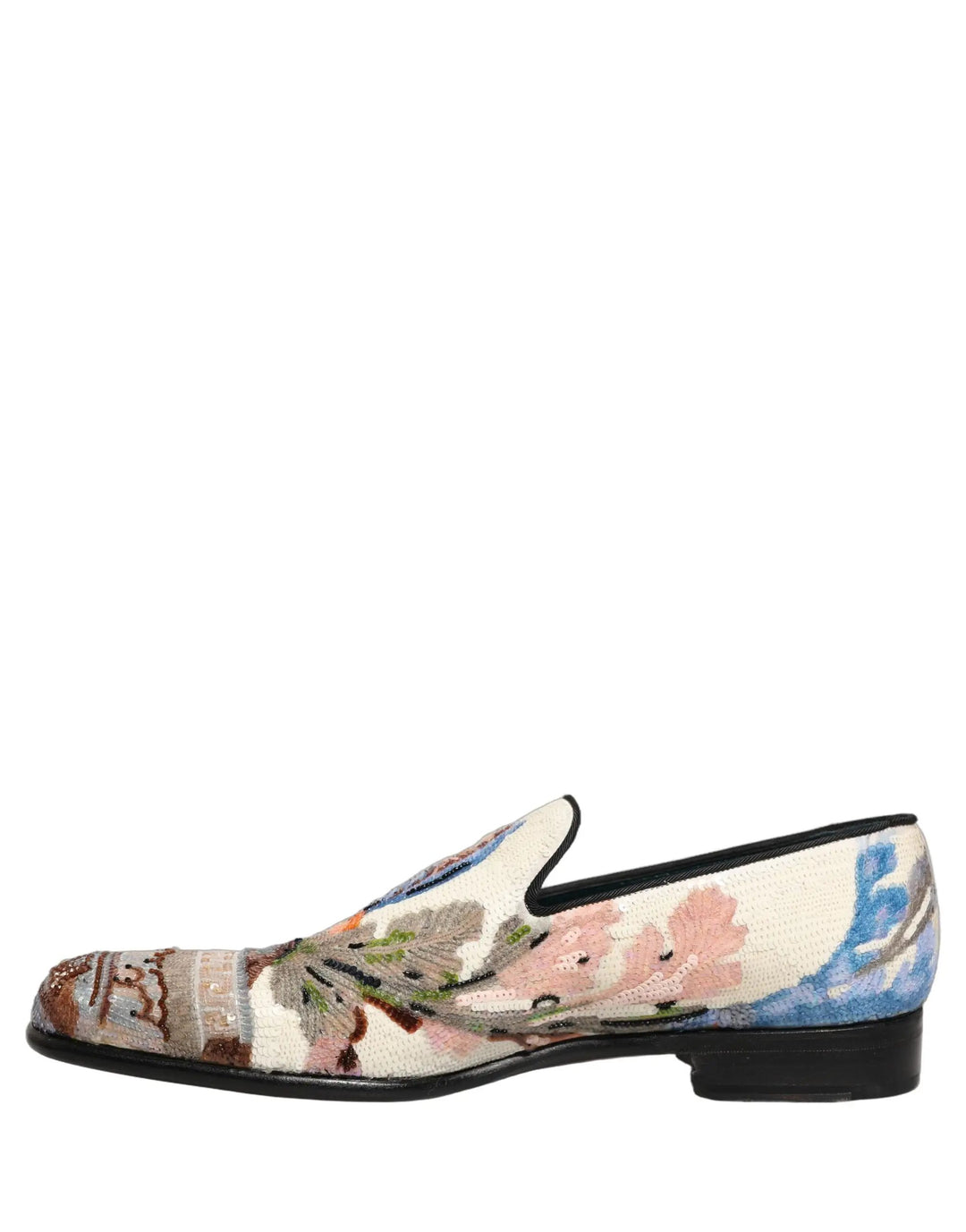 Dolce &amp; Gabbana Multicolor Sequin Embroidered Loafers Shoes