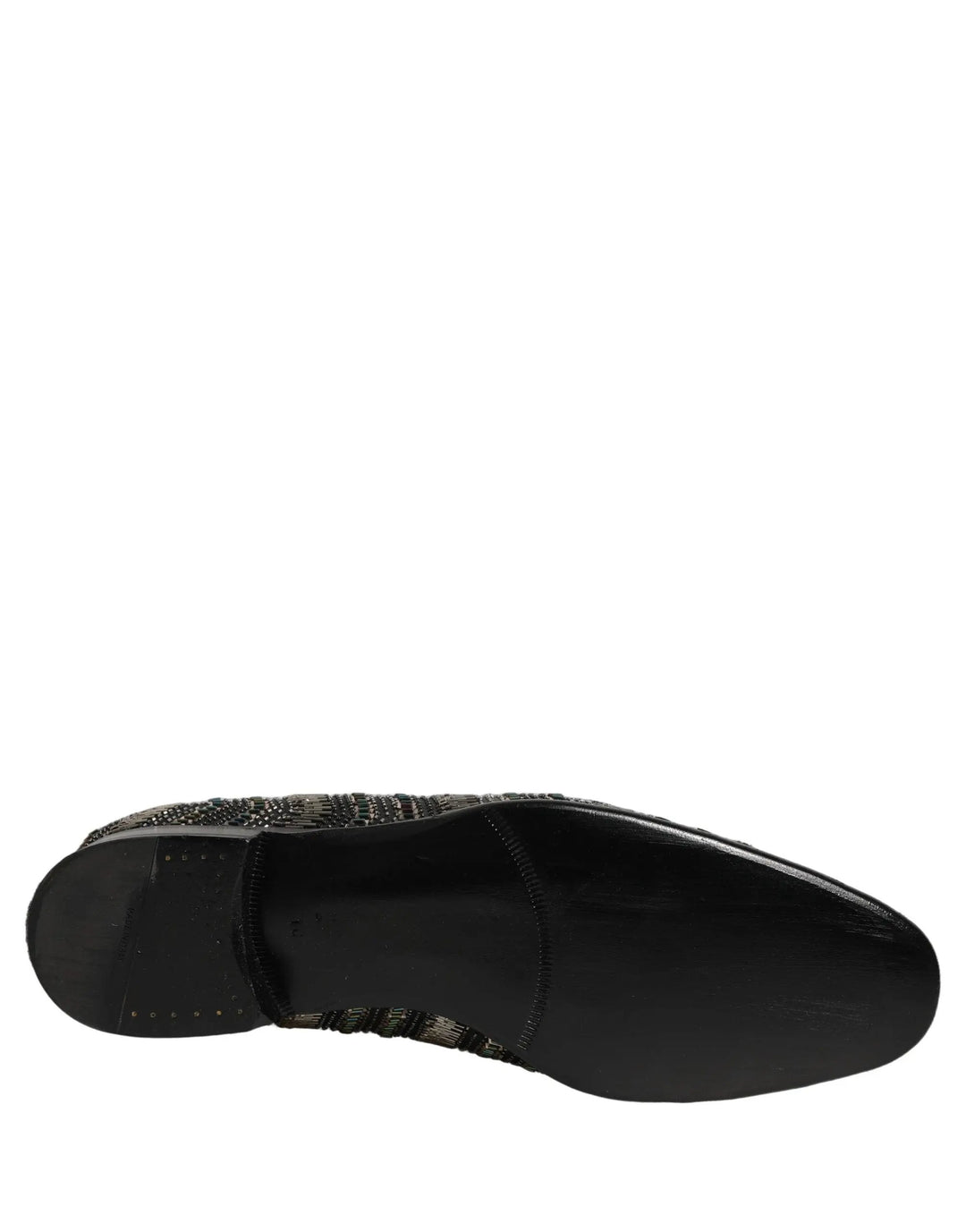 Dolce &amp; Gabbana Black Silver Embellished Slip On Loafers Shoes