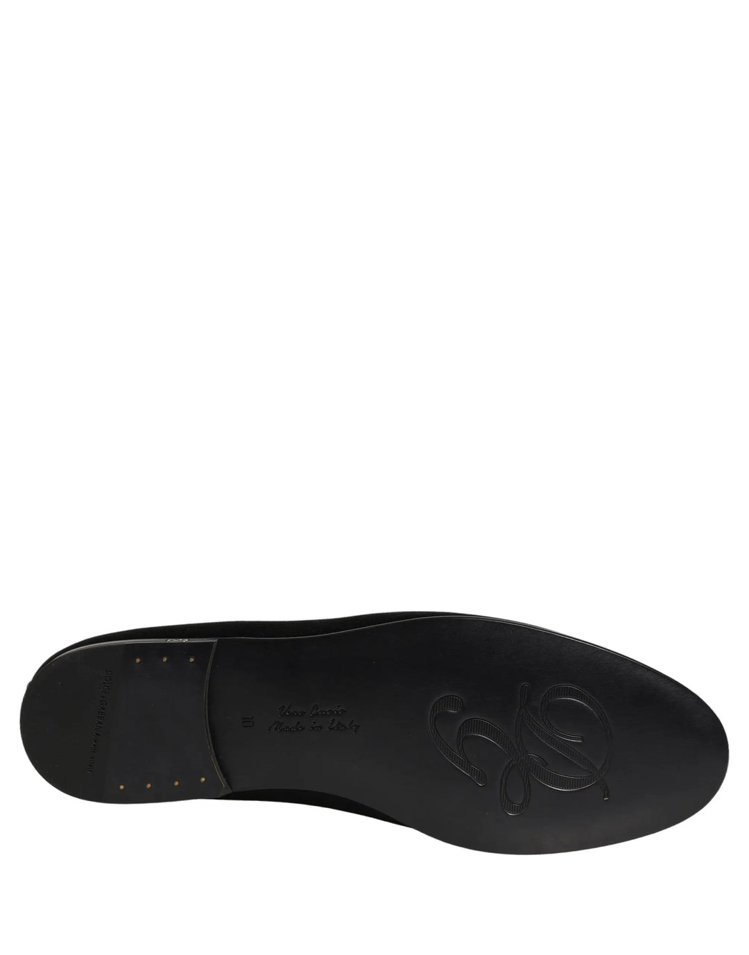 Dolce &amp; Gabbana Black Satin Logo Slip On Flats Loafers Shoes