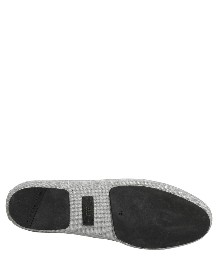 Dolce &amp; Gabbana Gray Crown Rose Angel Embroidery Loafer Shoes