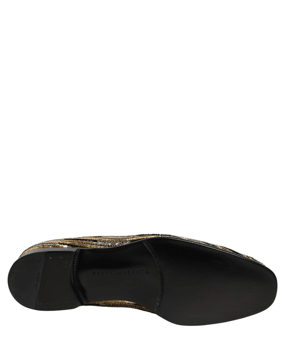 Dolce &amp; Gabbana Gold Striped Sequin Embellished Loafer Shoes