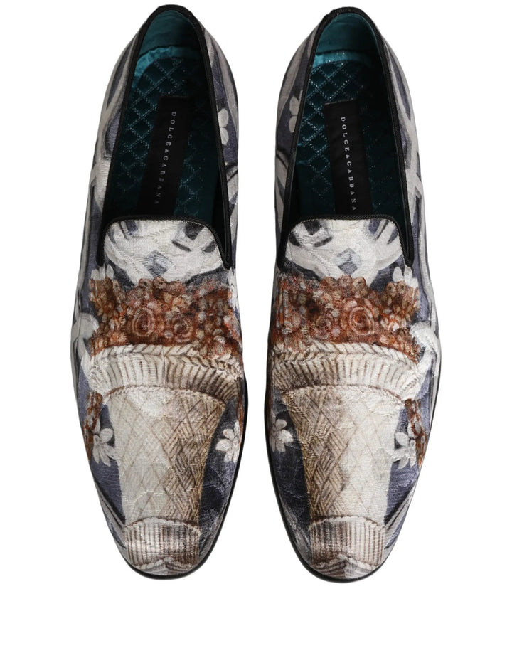 Dolce &amp; Gabbana Multicolor Floral Tapestry Embroidery Loafer Shoes