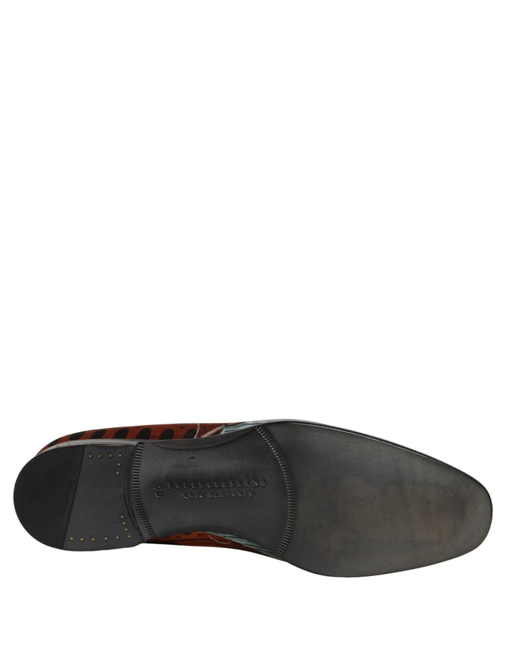 Dolce &amp; Gabbana Multicolor Lion Print Slip On Loafers Shoes