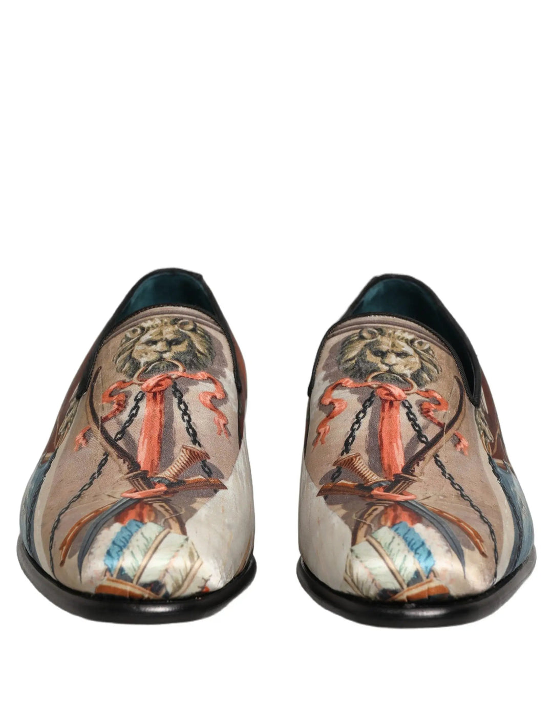 Dolce &amp; Gabbana Multicolor Lion Print Slip On Loafers Shoes