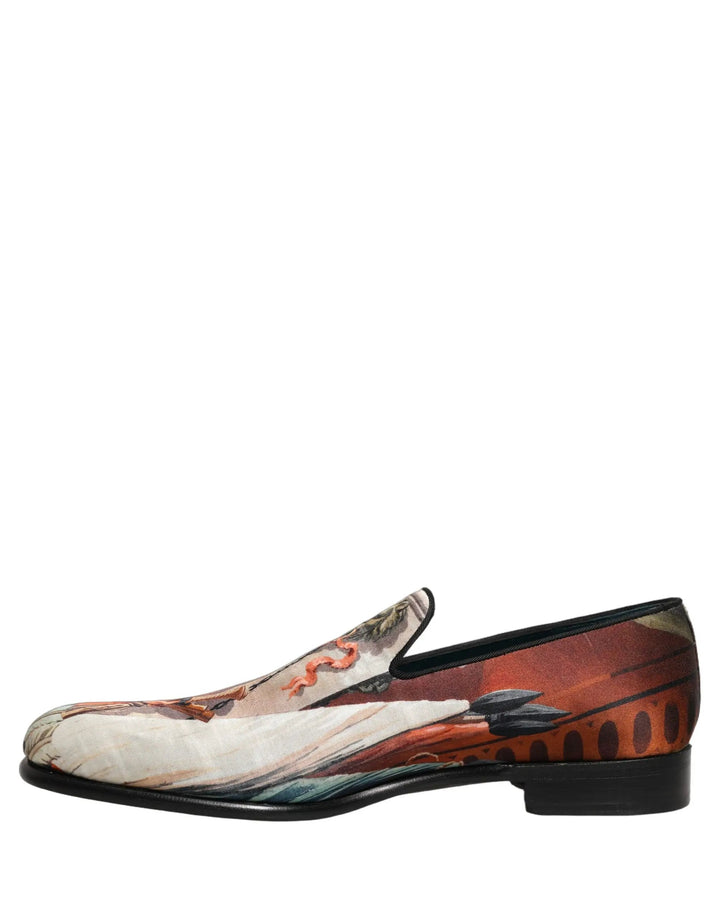 Dolce &amp; Gabbana Multicolor Lion Print Slip On Loafers Shoes