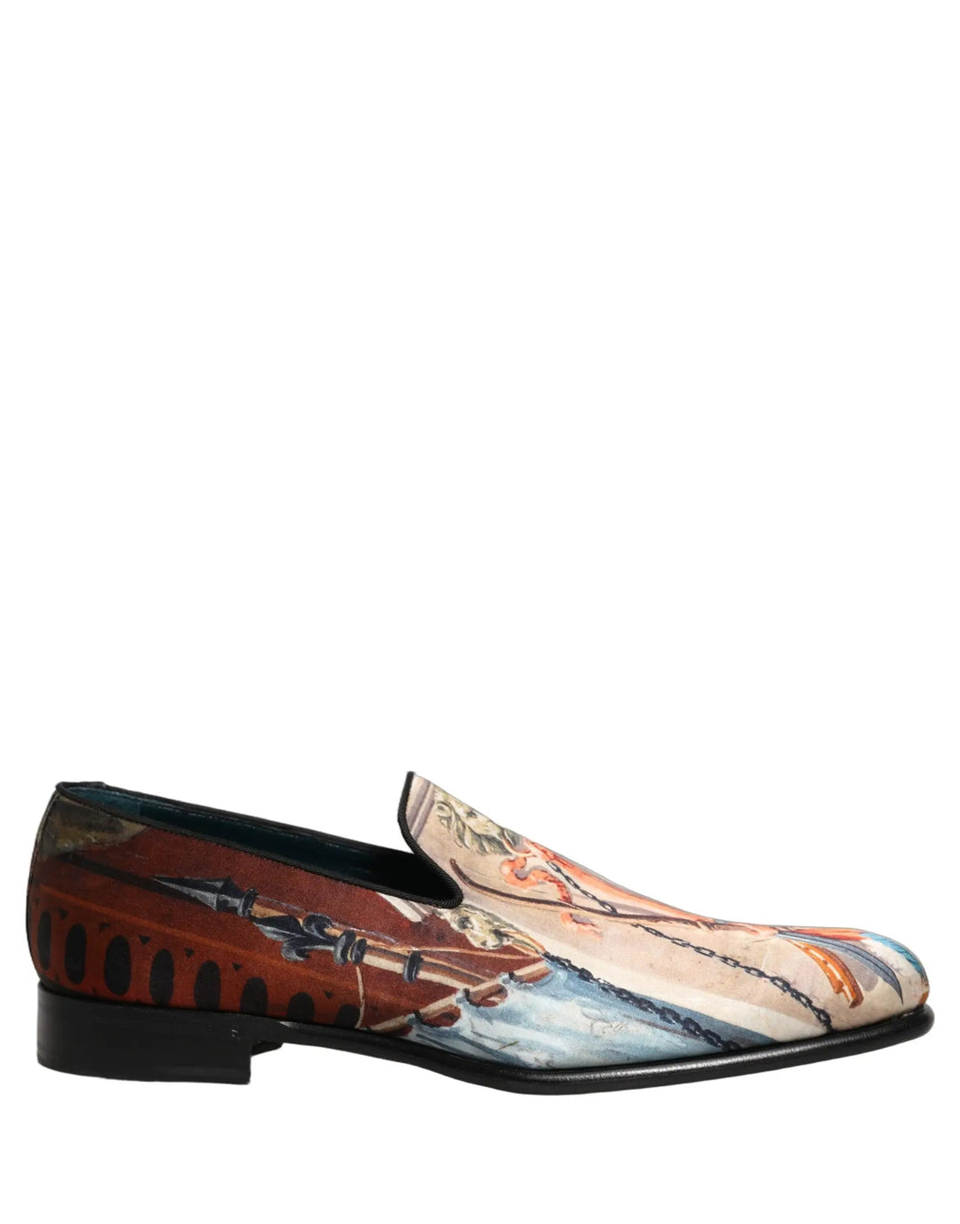 Dolce &amp; Gabbana Multicolor Lion Print Slip On Loafers Shoes