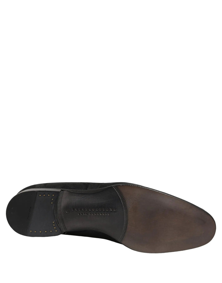 Dolce &amp; Gabbana Black Brocade Men Slip On Dress Loafers Shoes
