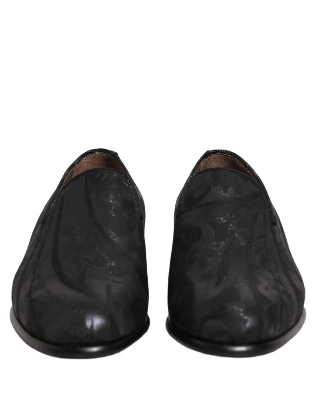 Dolce &amp; Gabbana Black Brocade Men Slip On Dress Loafers Shoes