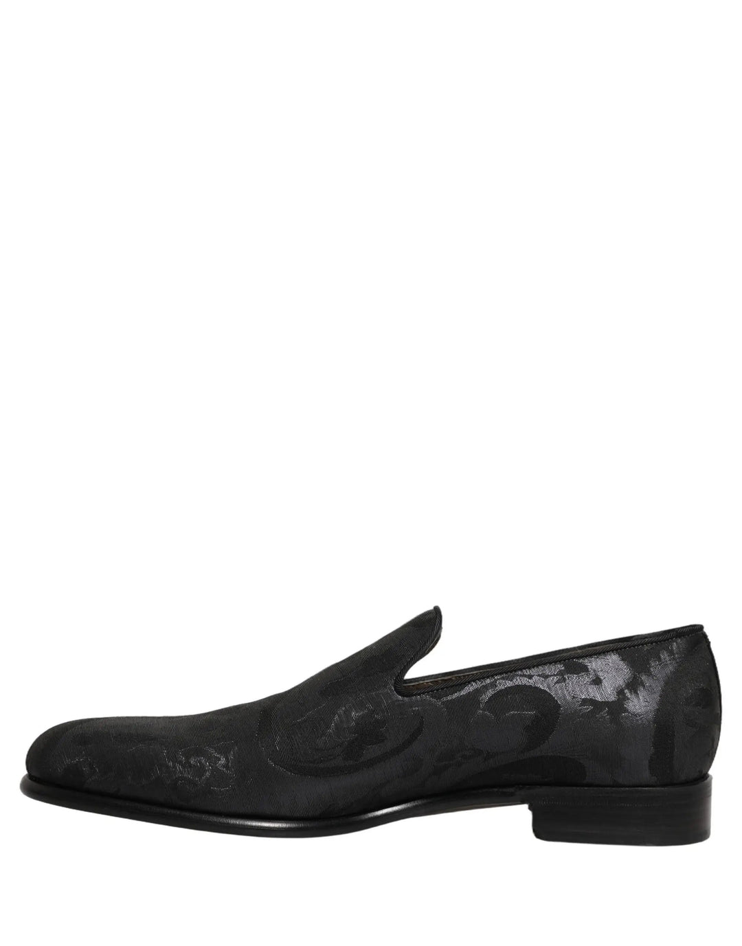 Dolce &amp; Gabbana Black Brocade Men Slip On Dress Loafers Shoes