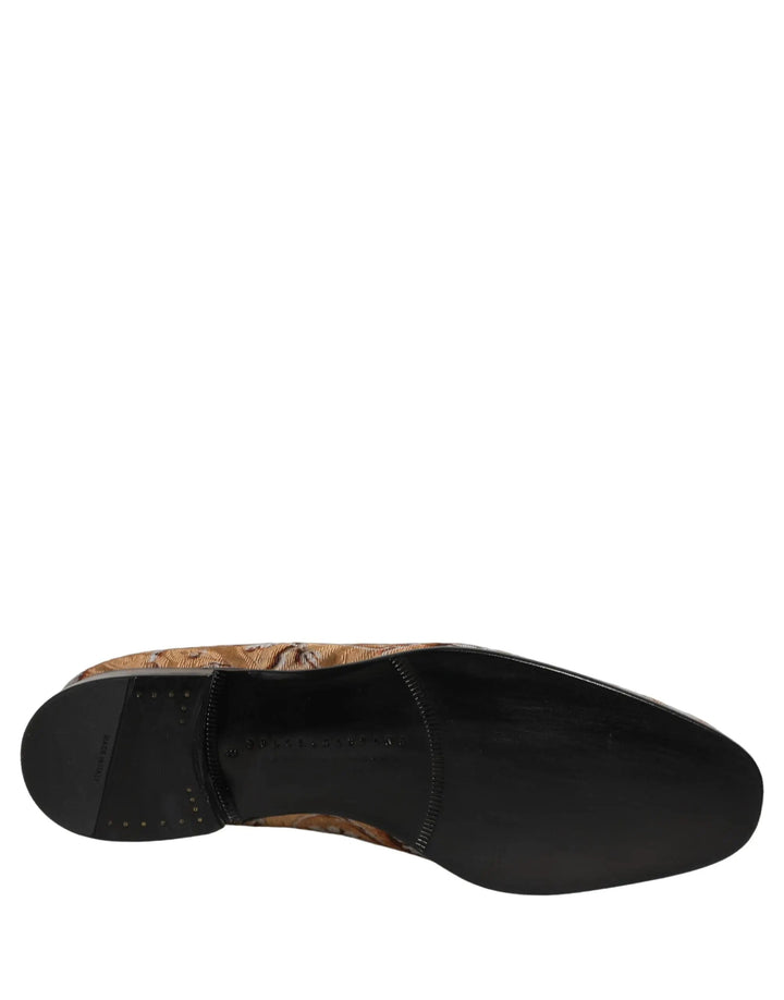 Dolce &amp; Gabbana Beige Brocade Men Slip On Dress Loafers Shoes