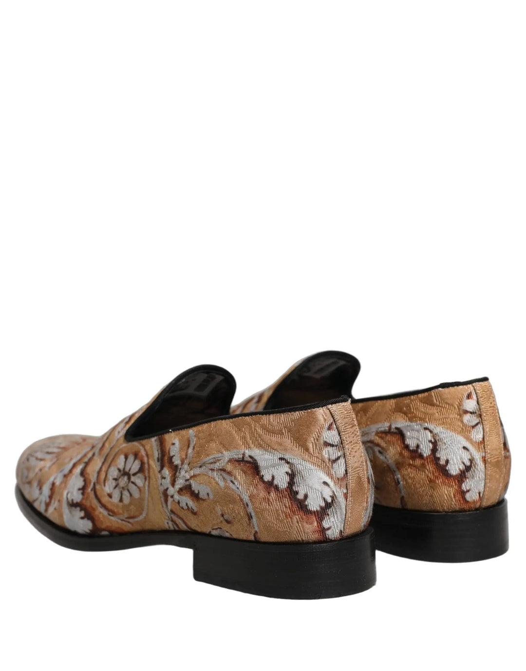 Dolce &amp; Gabbana Beige Brocade Men Slip On Dress Loafers Shoes
