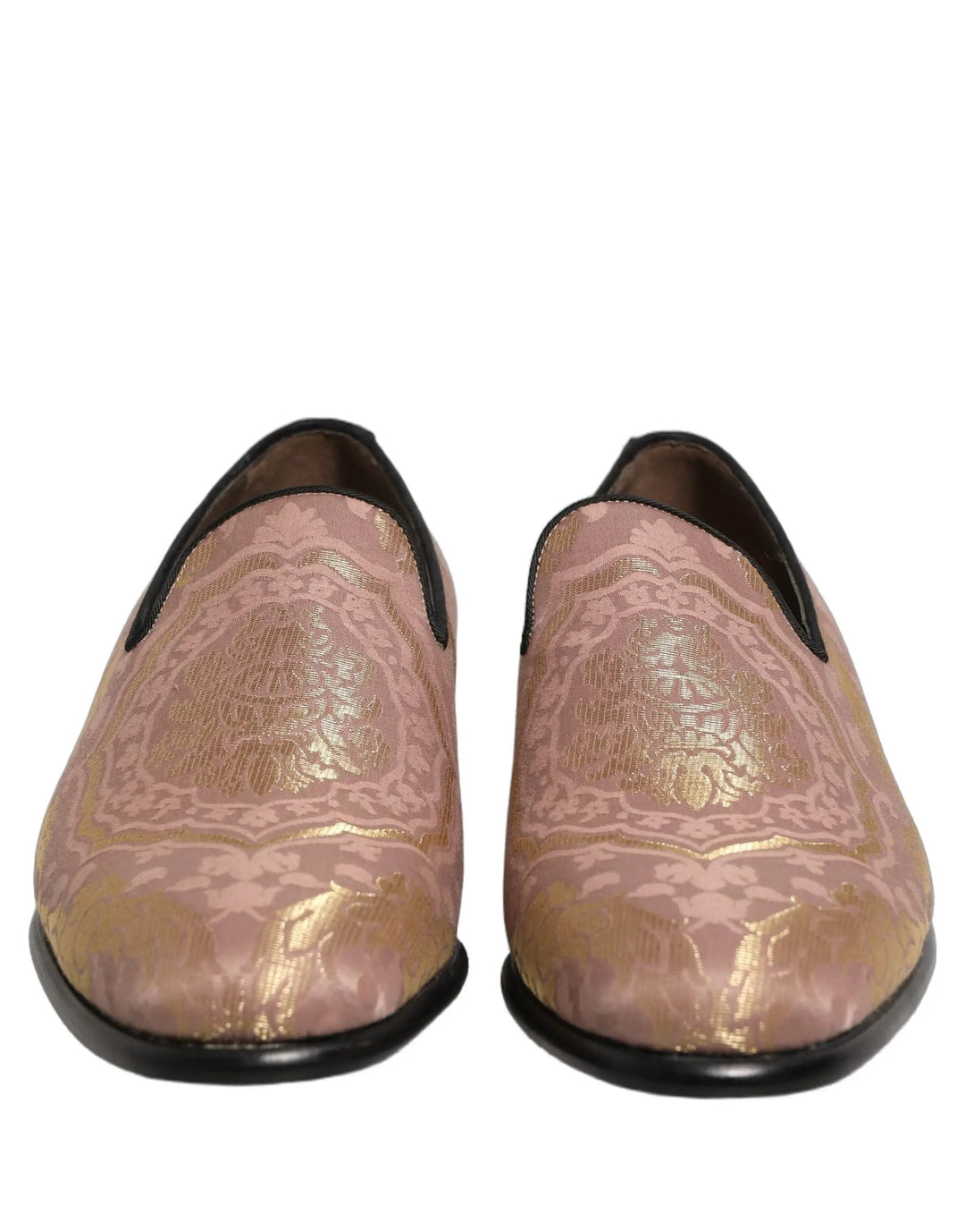 Dolce &amp; Gabbana Pink Brocade Men Slip On Dress Loafers Shoes