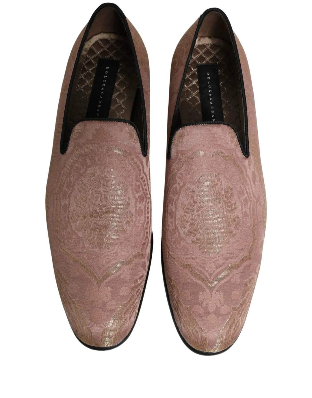 Dolce &amp; Gabbana Pink Brocade Men Slip On Dress Loafers Shoes