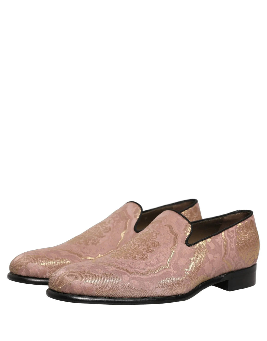 Dolce &amp; Gabbana Pink Brocade Men Slip On Dress Loafers Shoes