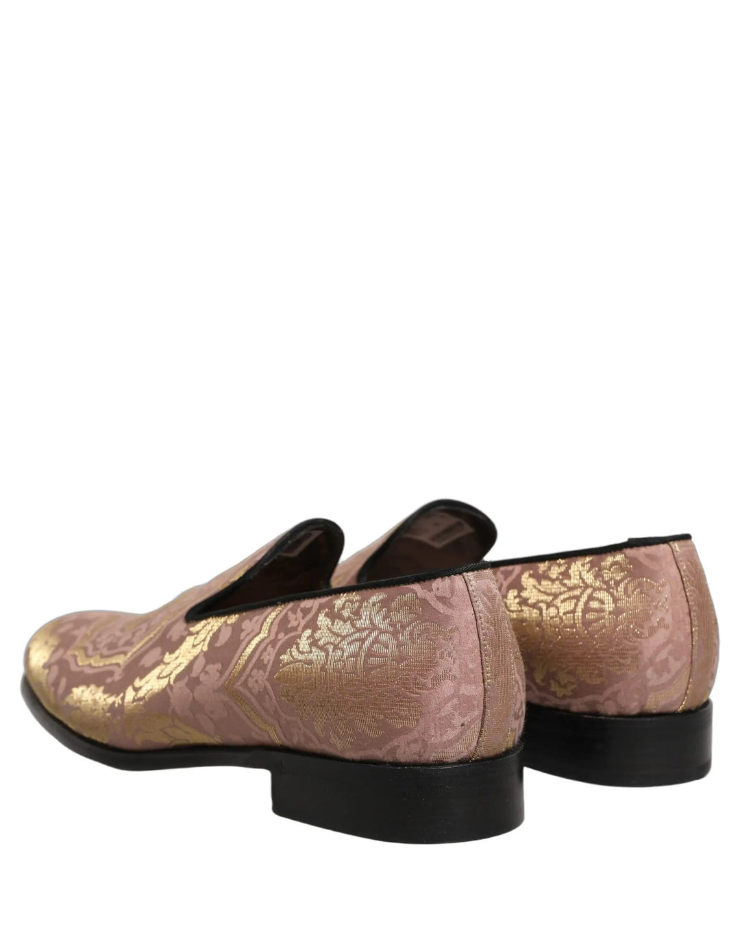 Dolce &amp; Gabbana Pink Brocade Men Slip On Dress Loafers Shoes