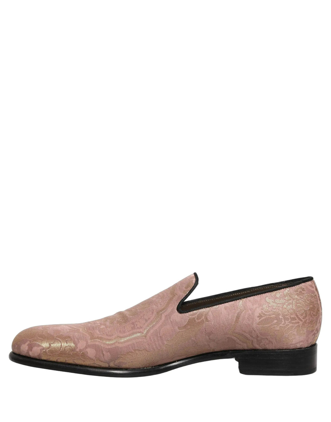 Dolce &amp; Gabbana Pink Brocade Men Slip On Dress Loafers Shoes