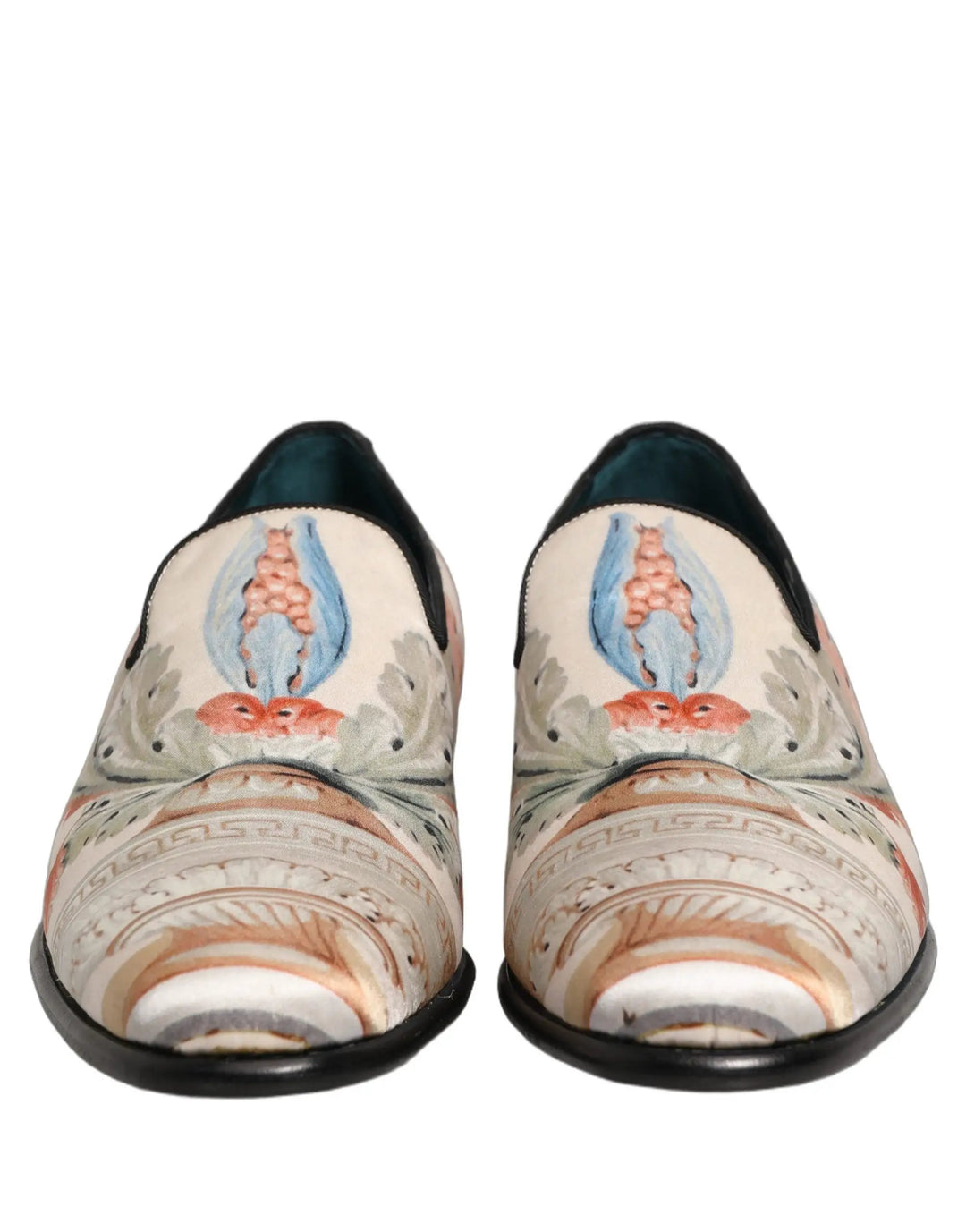 Dolce &amp; Gabbana White Floral Vase Slip On Dress Loafers Shoes