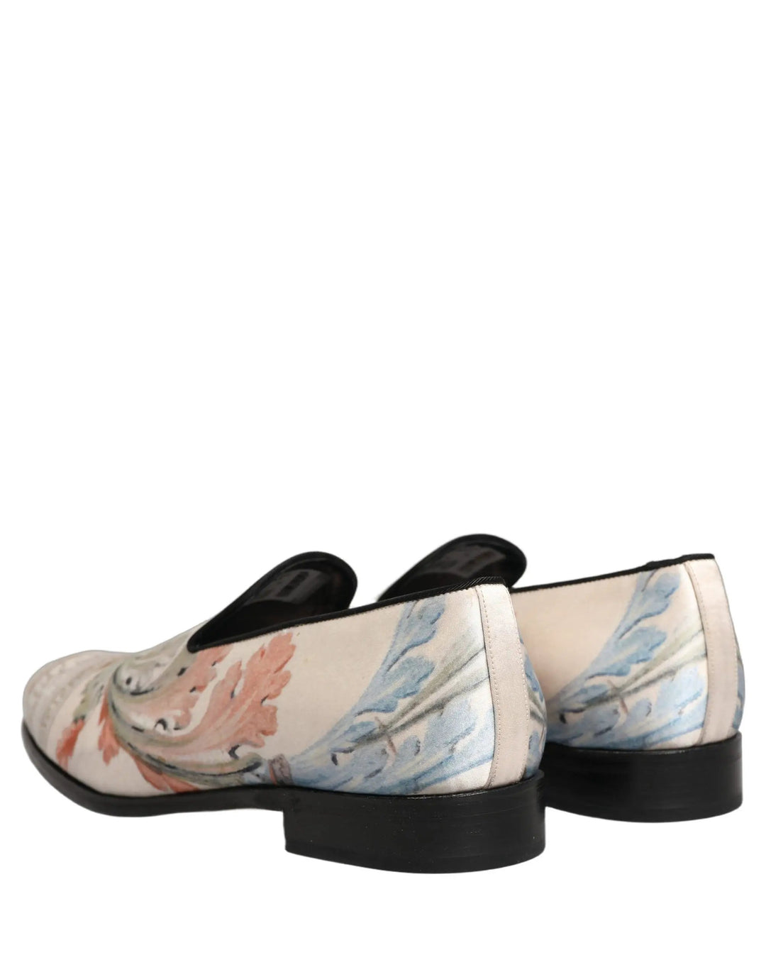 Dolce &amp; Gabbana White Floral Vase Slip On Dress Loafers Shoes