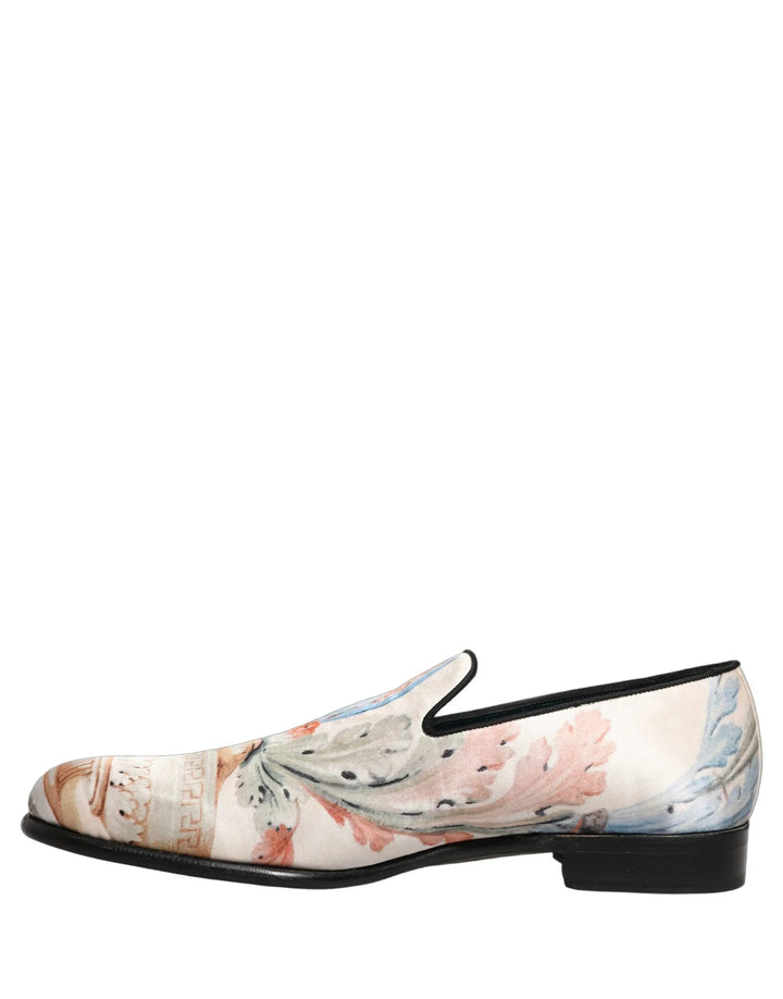 Dolce &amp; Gabbana White Floral Vase Slip On Dress Loafers Shoes