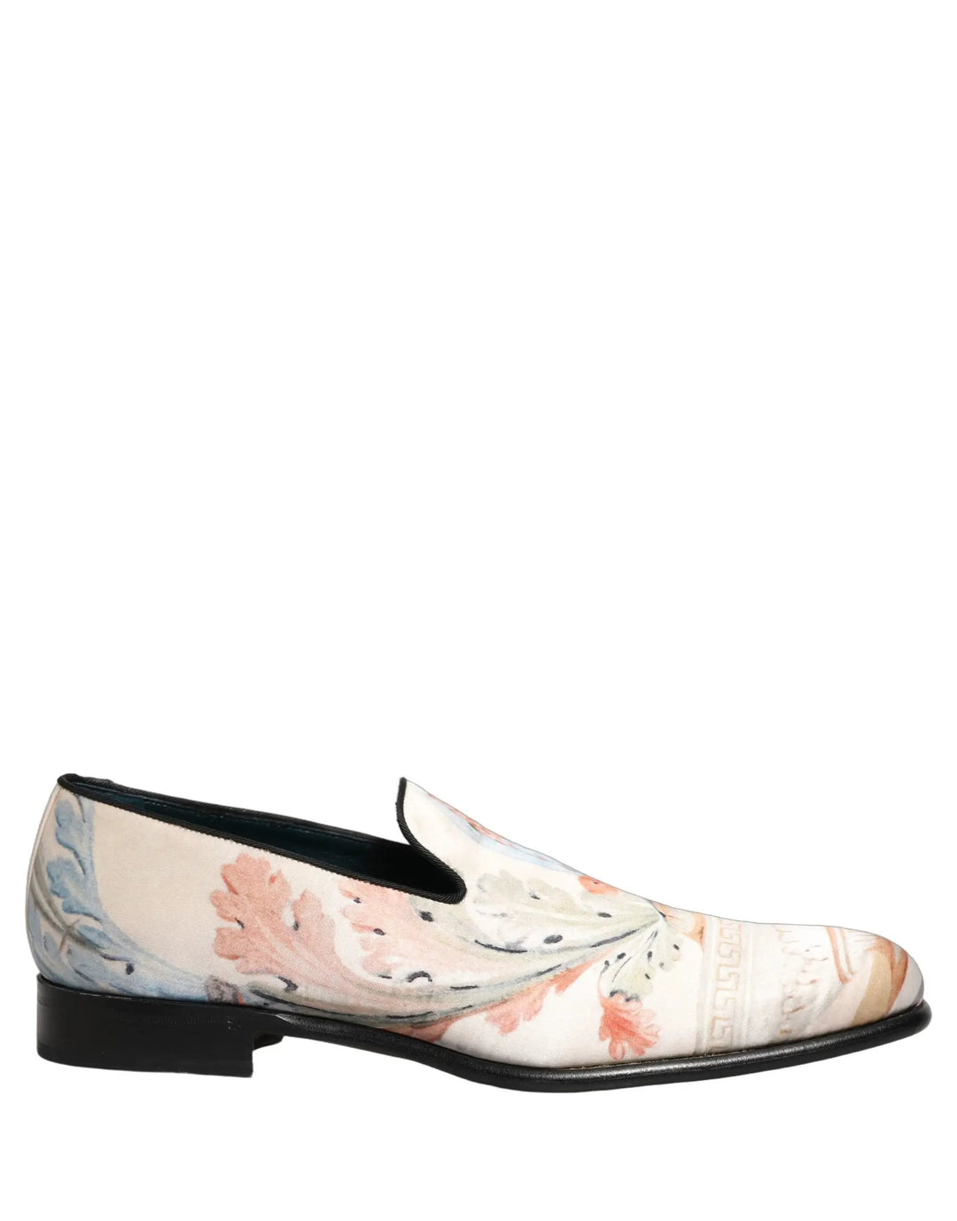 Dolce &amp; Gabbana White Floral Vase Slip On Dress Loafers Shoes