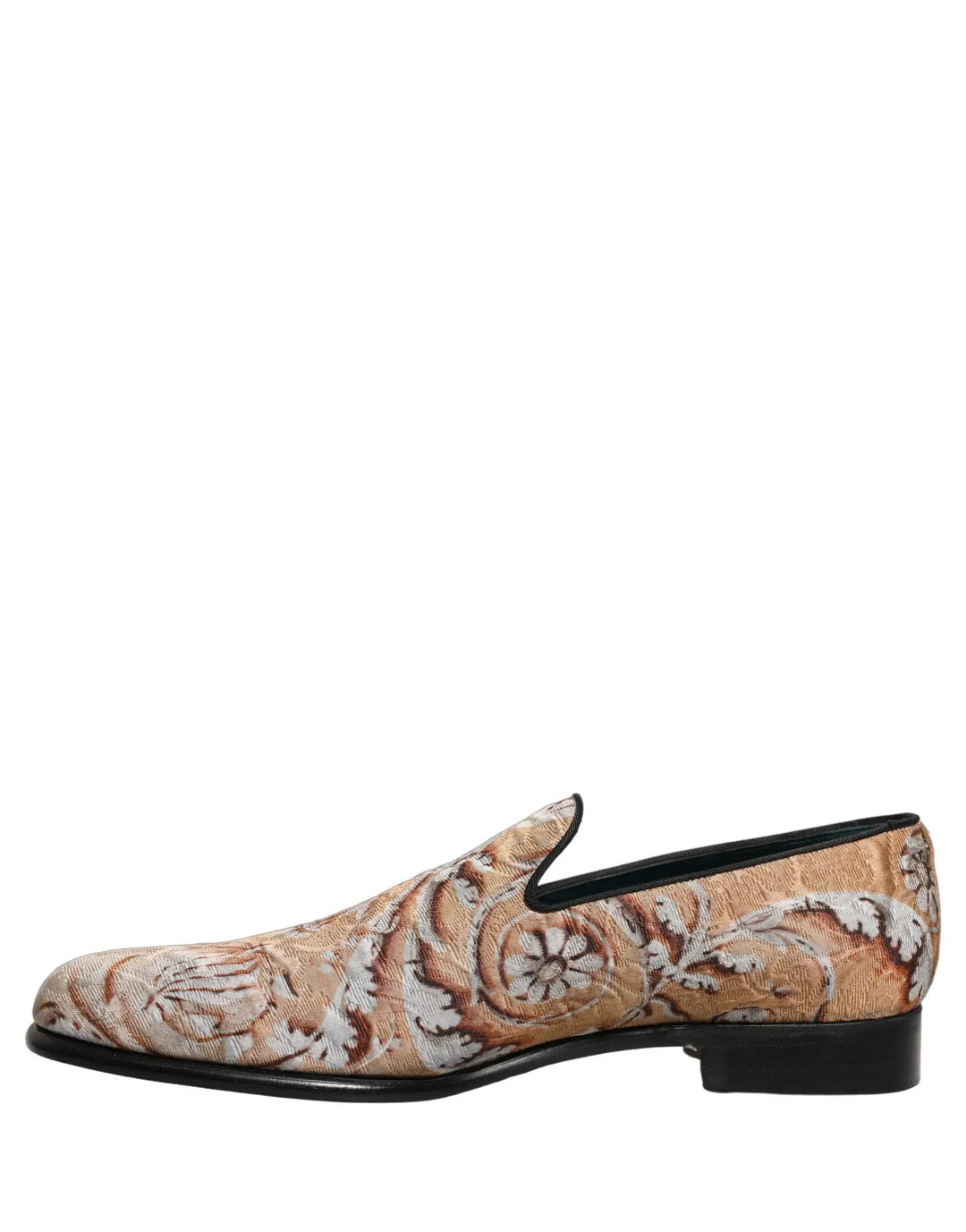 Dolce &amp; Gabbana Gold Brocade Baroque Men Loafers Shoes