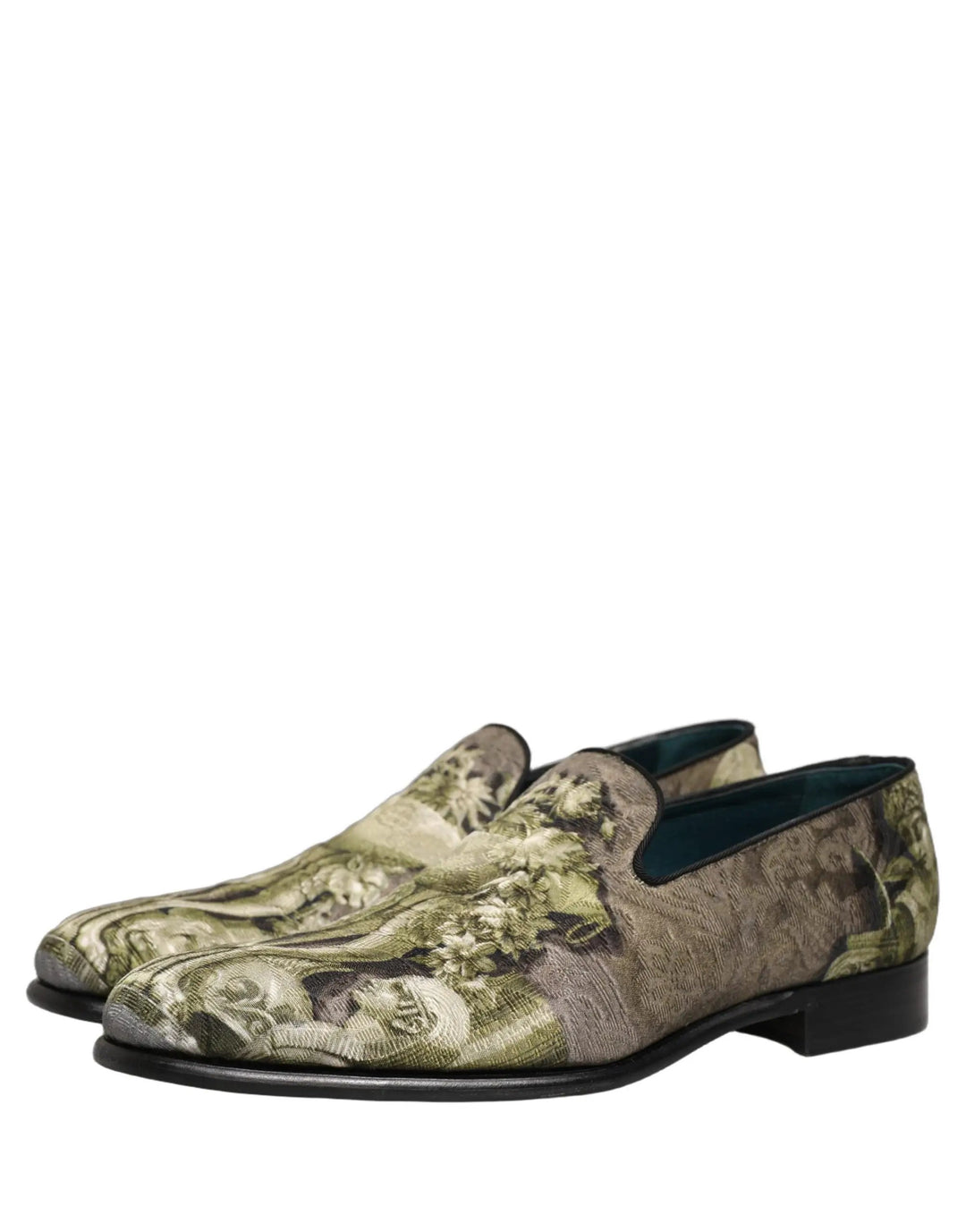Dolce &amp; Gabbana Brown Baroque Print Slip On Loafers Shoes