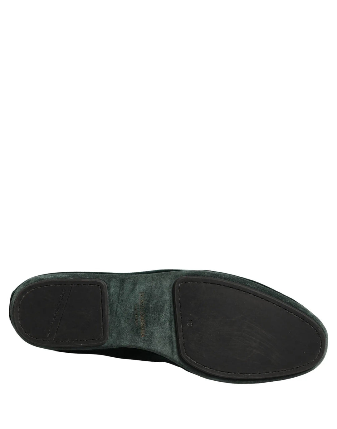 Dolce &amp; Gabbana Green Velvet Slip On Men Flats Loafers Shoes