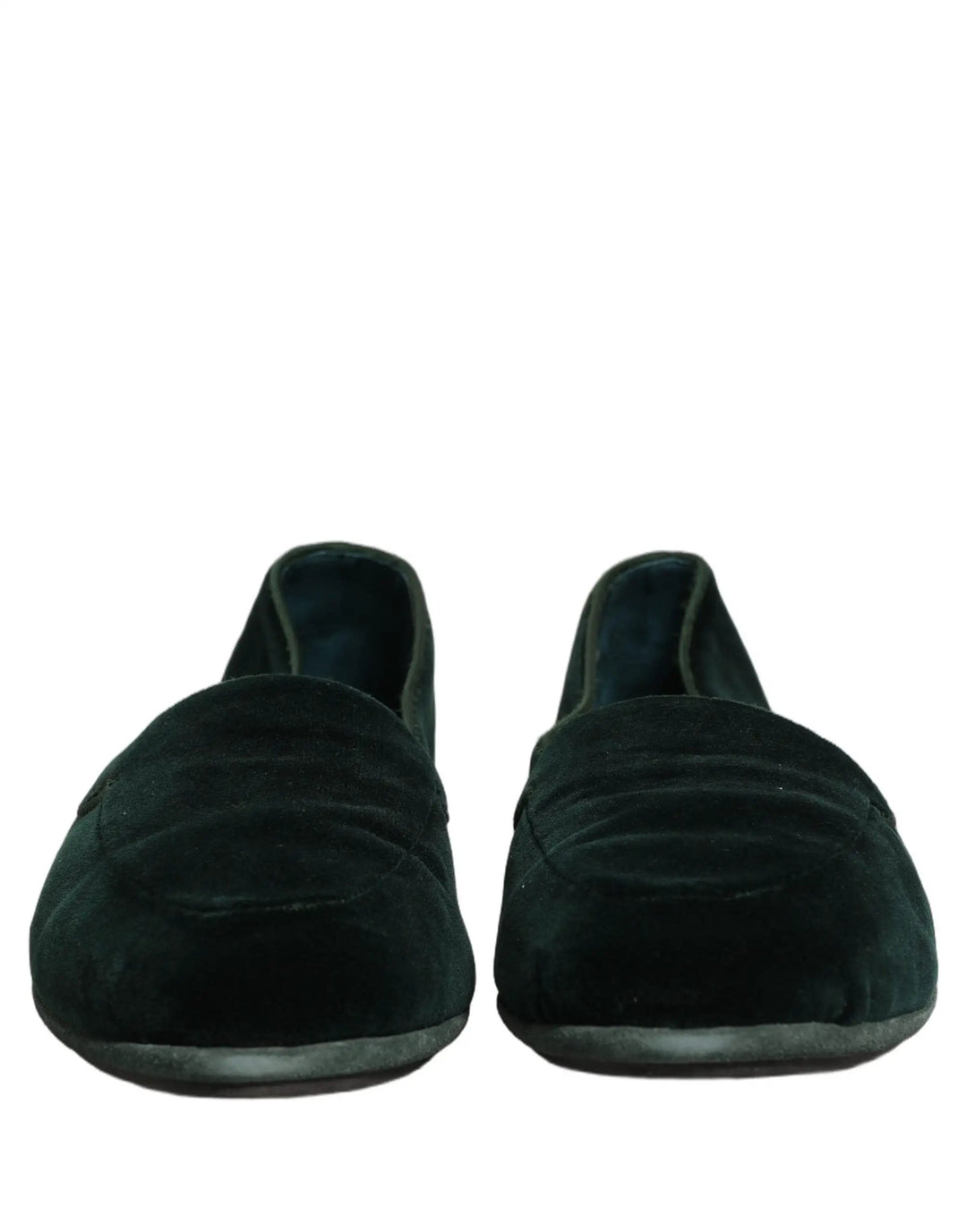 Dolce &amp; Gabbana Green Velvet Slip On Men Flats Loafers Shoes