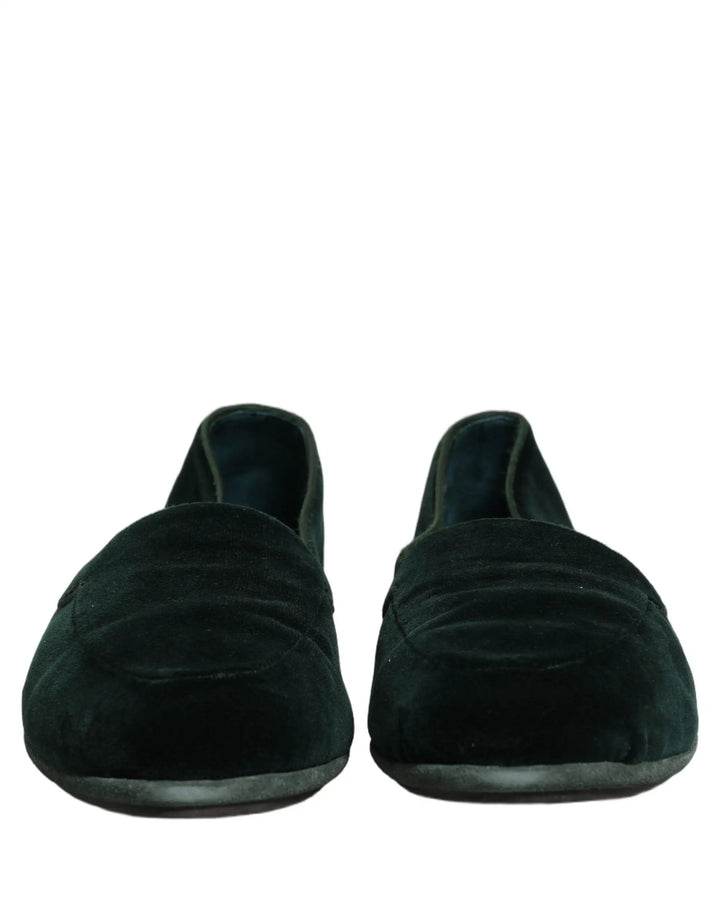 Dolce &amp; Gabbana Green Velvet Slip On Men Flats Loafers Shoes