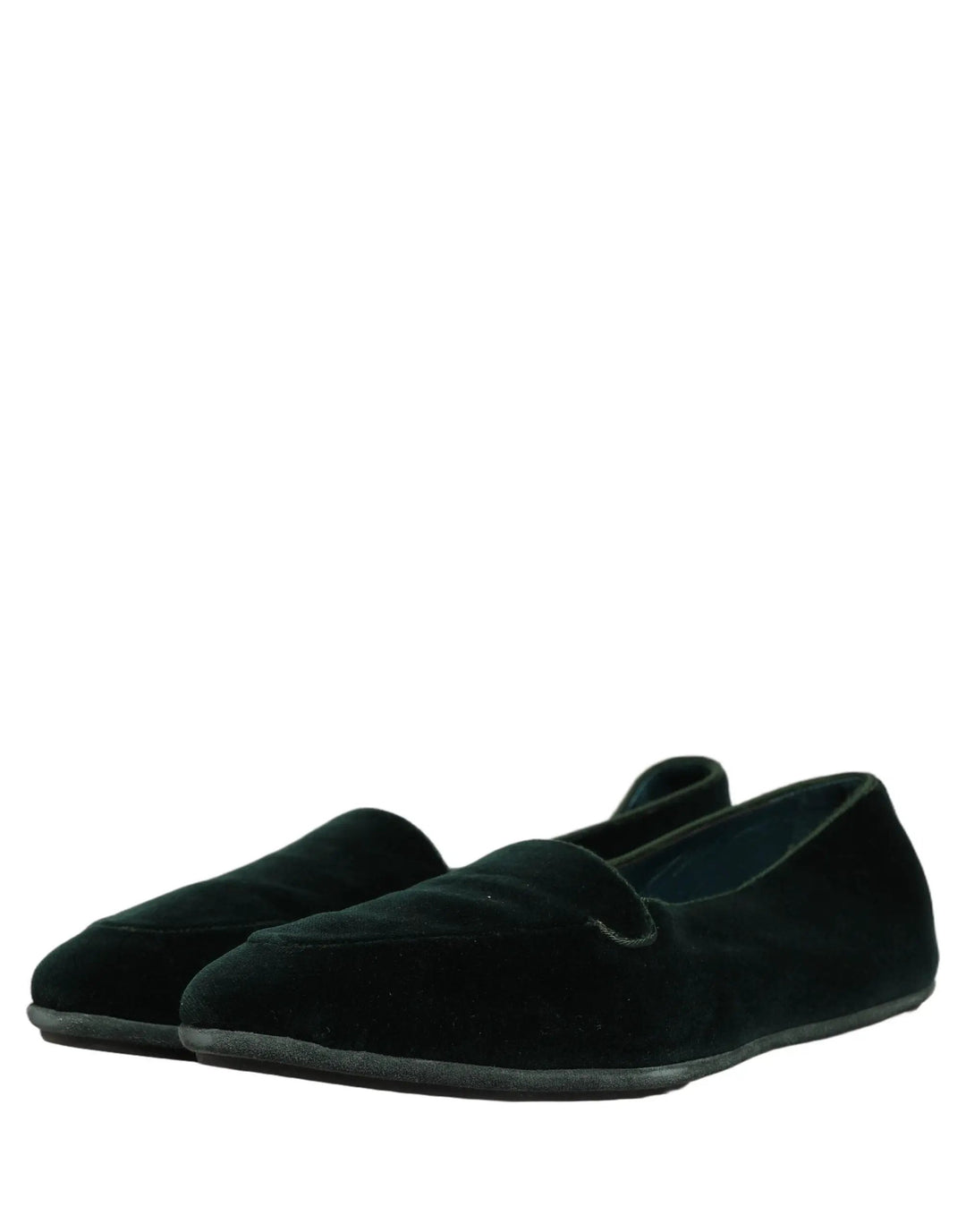 Dolce &amp; Gabbana Green Velvet Slip On Men Flats Loafers Shoes