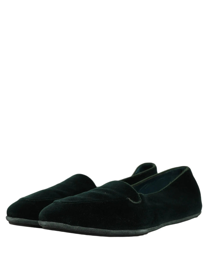 Dolce &amp; Gabbana Green Velvet Slip On Men Flats Loafers Shoes