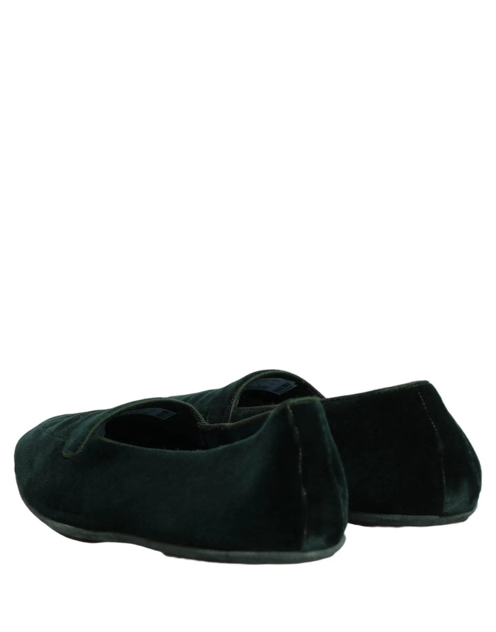 Dolce &amp; Gabbana Green Velvet Slip On Men Flats Loafers Shoes