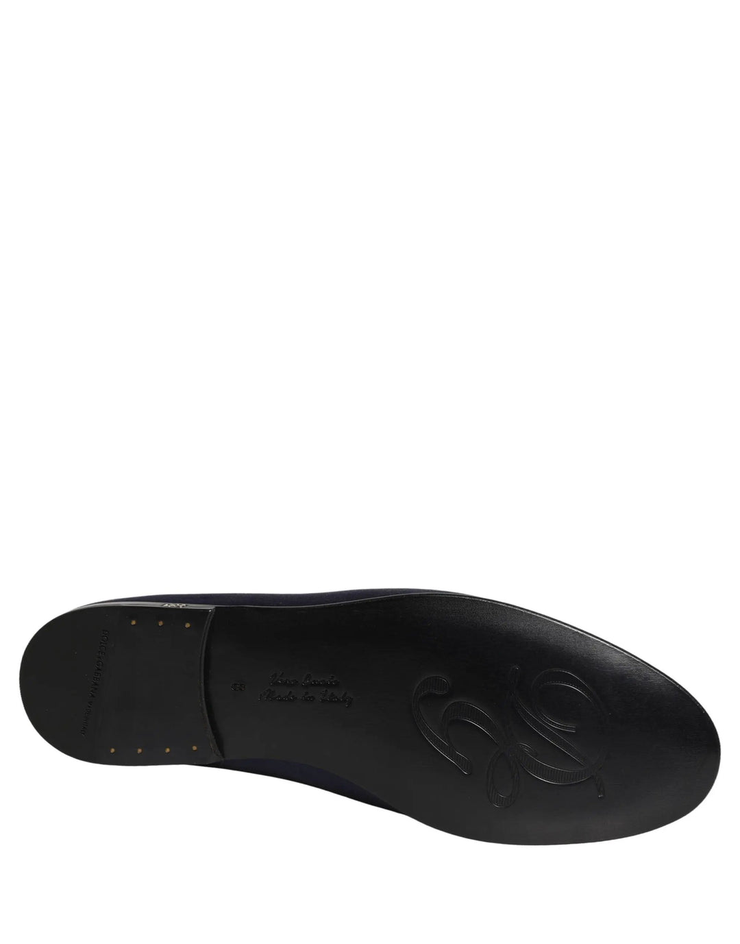 Dolce &amp; Gabbana Blue Satin Logo Slip On Flats Loafers Shoes