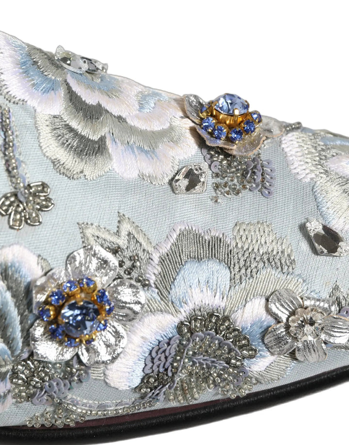 Dolce &amp; Gabbana White Floral Embellished Men Loafers  Shoes