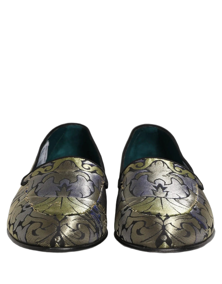 Dolce &amp; Gabbana Multicolor Floral Jacquard Men Loafers Shoes