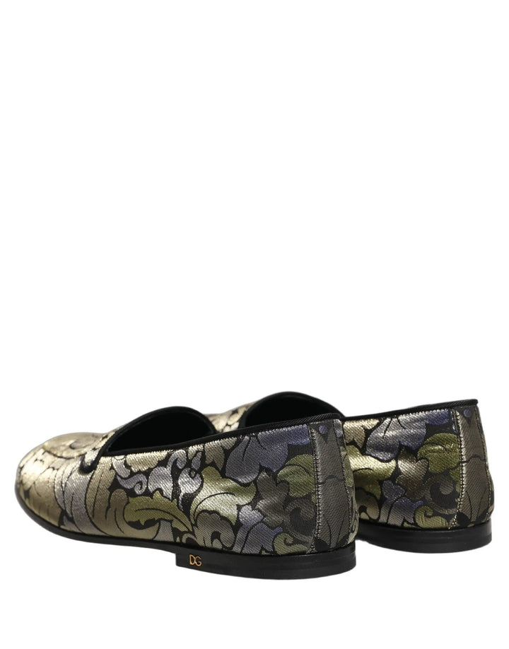 Dolce &amp; Gabbana Multicolor Floral Jacquard Men Loafers Shoes