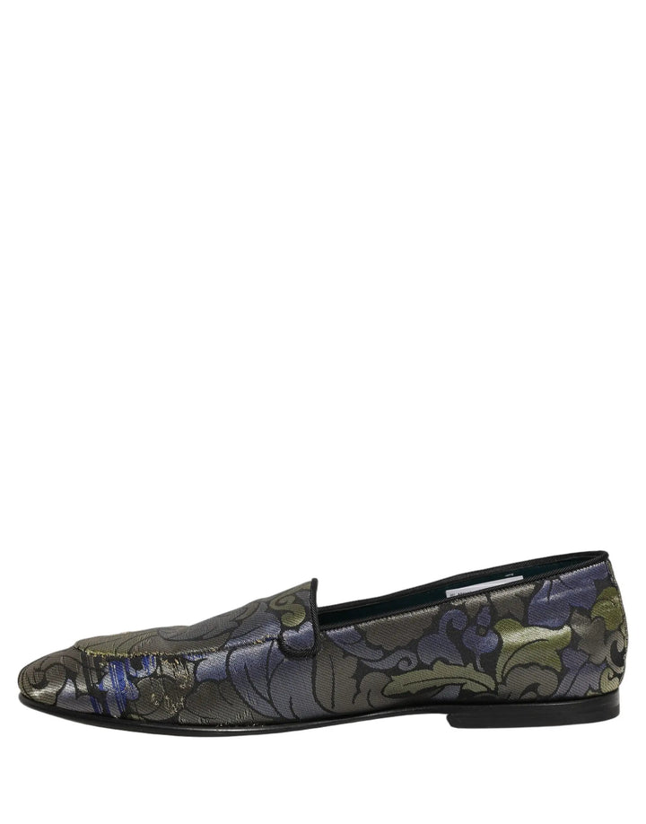 Dolce &amp; Gabbana Multicolor Floral Jacquard Men Loafers Shoes