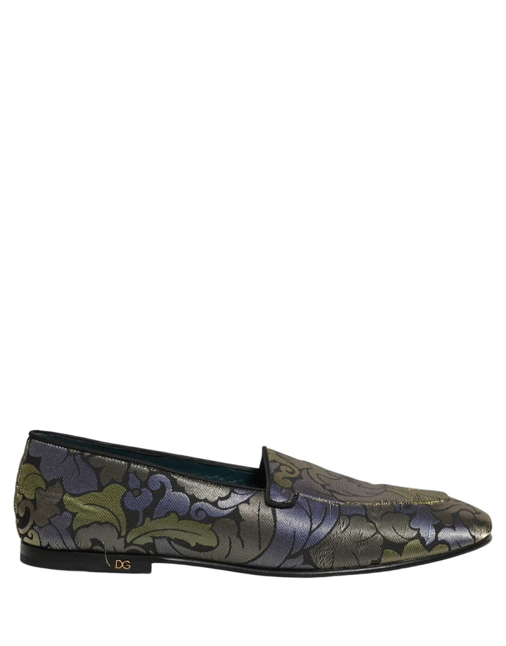 Dolce &amp; Gabbana Multicolor Floral Jacquard Men Loafers Shoes