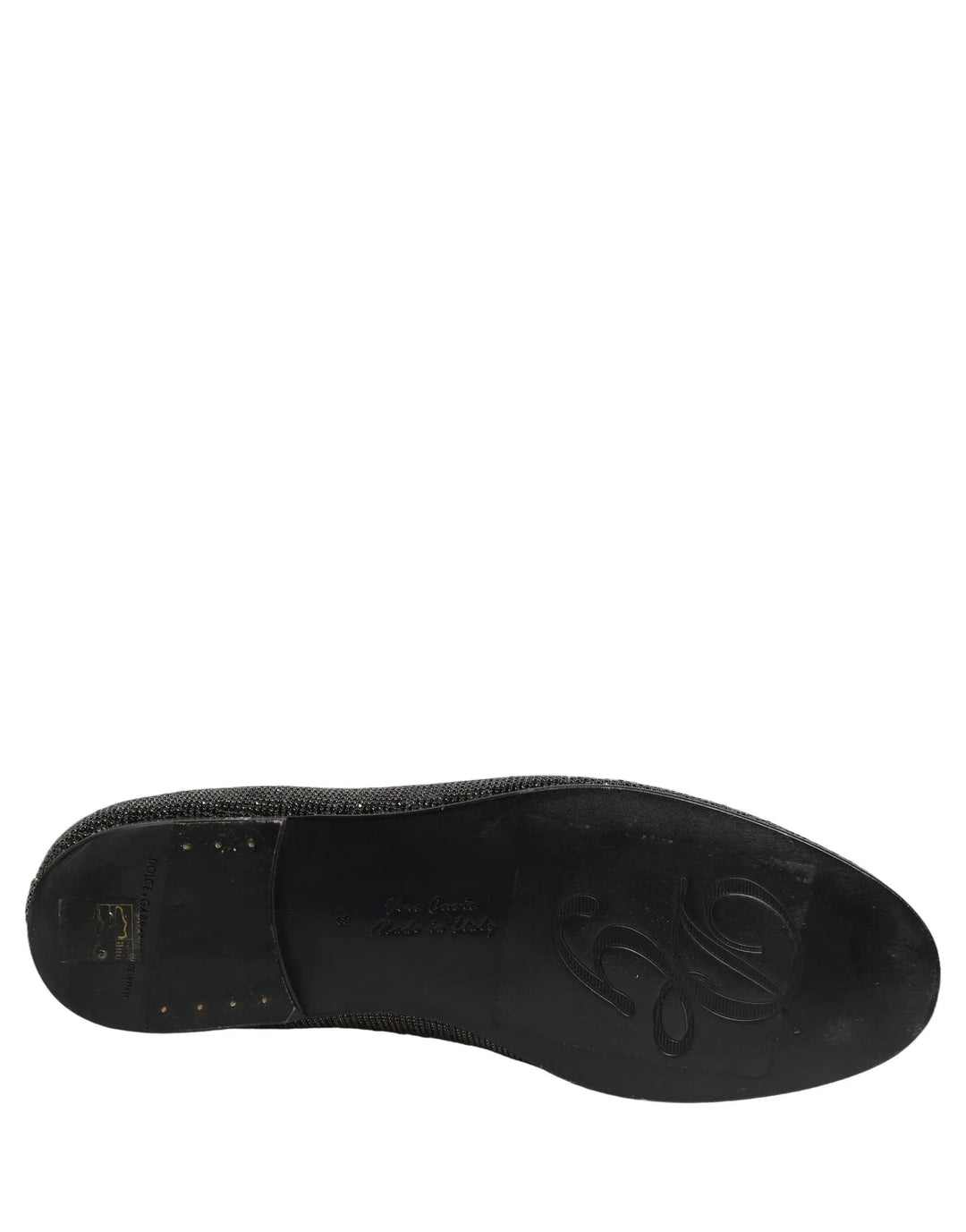 Dolce &amp; Gabbana Black Crystal Embellished Men Loafers Shoes