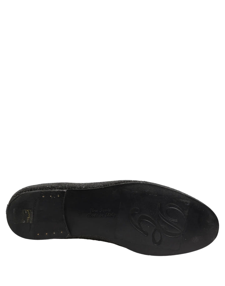 Dolce &amp; Gabbana Black Crystal Embellished Men Loafers Shoes