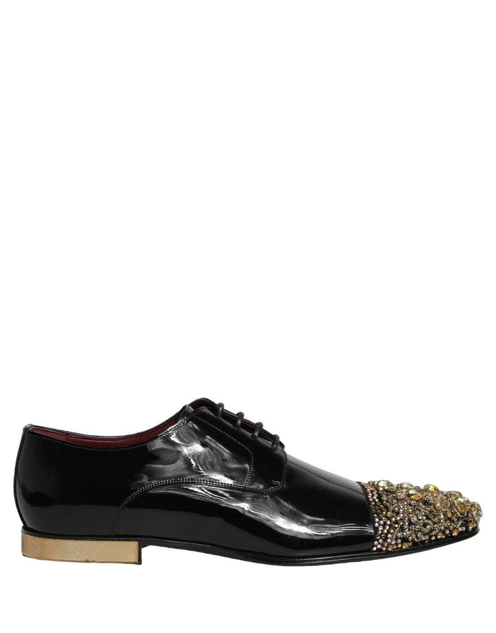 Dolce &amp; Gabbana Black Embellished Men Derby Dress Formal Shoes