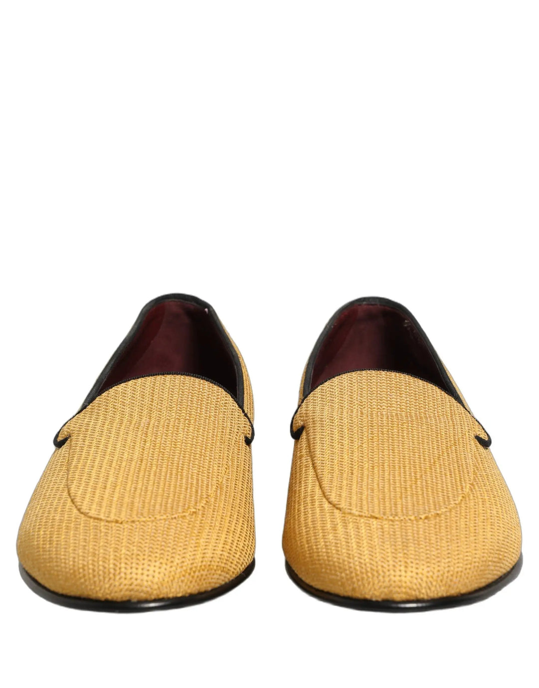 Dolce &amp; Gabbana Yellow Woven Men Slip On Dress Loafers Shoes
