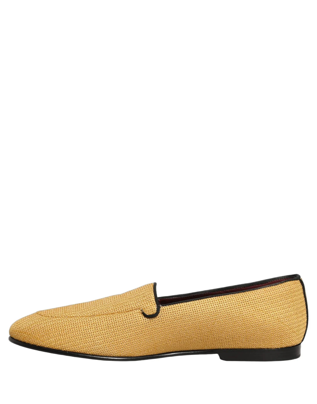 Dolce &amp; Gabbana Yellow Woven Men Slip On Dress Loafers Shoes